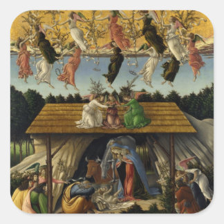 MYSTIC NATIVITY by Sandro Botticelli ,Christmas Square Sticker