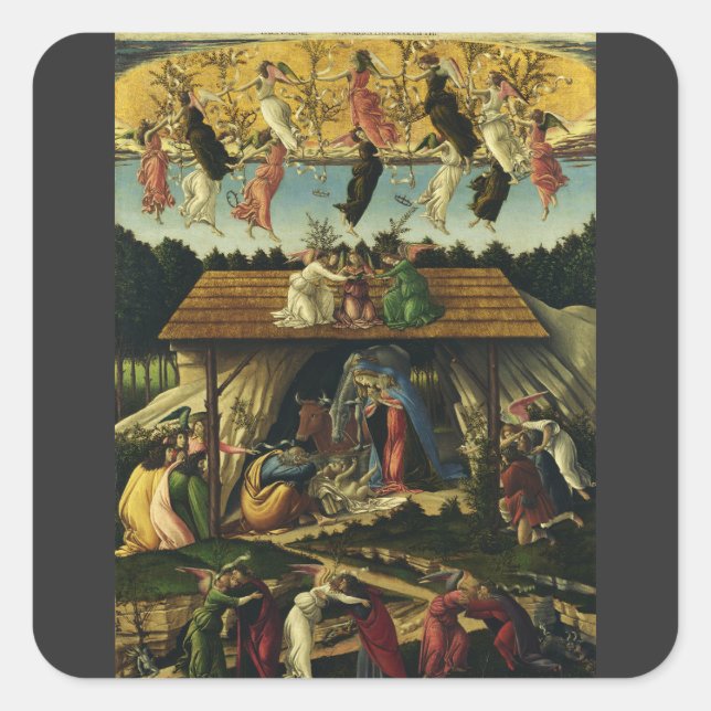 Mystic Nativity by Sandro Botticelli  Square Sticker (Front)