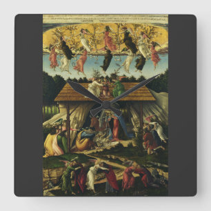 Mystic Nativity by Sandro Botticelli  Square Wall Clock