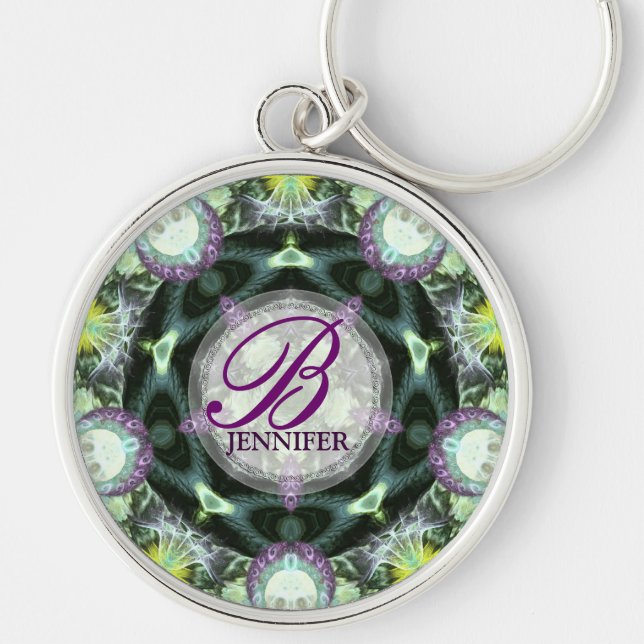 Mystic Nature Geometry Monogram Keychain (Front)