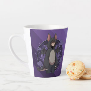 Mystic Night Bat Character Art Latte Mug