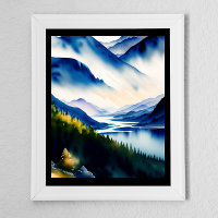 Mystic Nordic Lake Watercolor Art Print