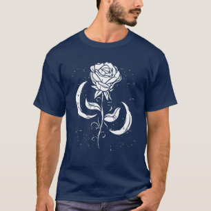 Mystic Occult Goth Rose Moon Flower Witch Vintage T-Shirt
