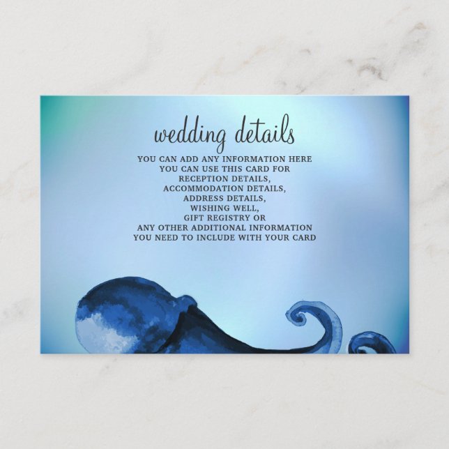 Mystic Ocean Octopus Mariage Détails Cartes (Devant)
