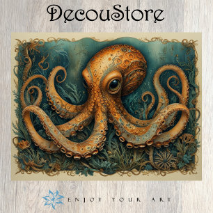 Mystic Octopus Vintage Nautical Fantasy Decoupage Tissue Paper