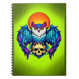 Mystic Owl and Skull – Digital Vibrant Style Art Notebook