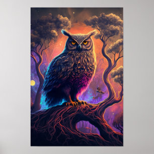Mystic Owl Psychedelic Poster Spirit Animal 2