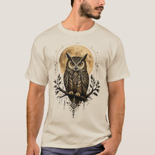 Mystic Owl Under the Full Moon – Amazigh Tribal Wi T-Shirt