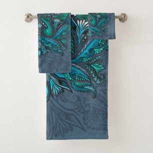 Mystic Peacock Feathers Bath Towel Set