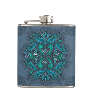 Mystic Peacock Feathers Hip Flask