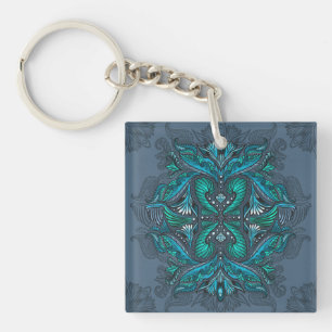 Mystic Peacock Feathers  Keychain