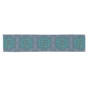 Mystic Peacock Feathers Short Table Runner