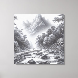 Mystic Peaks: Enchanted Forest Path Canvas Print