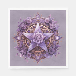 Mystic Pentacle – Purple Witchy Party Table Decor Napkin