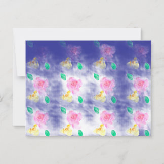 Mystic Pink and Yellow Roses Patterned Postcard