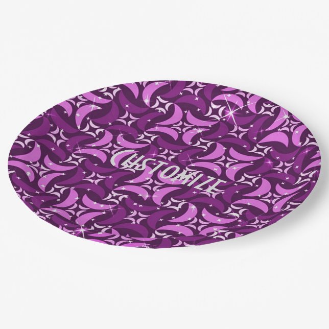 Mystic Pink Moons Pattern Paper Plates (Angled)