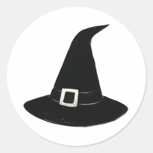 Mystic Pointed Hat – Ink Brush Illustration on  Classic Round Sticker
