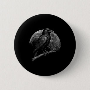 Mystic Raven Moon Dark Folklore Witchcraft Viking  2 Inch Round Button