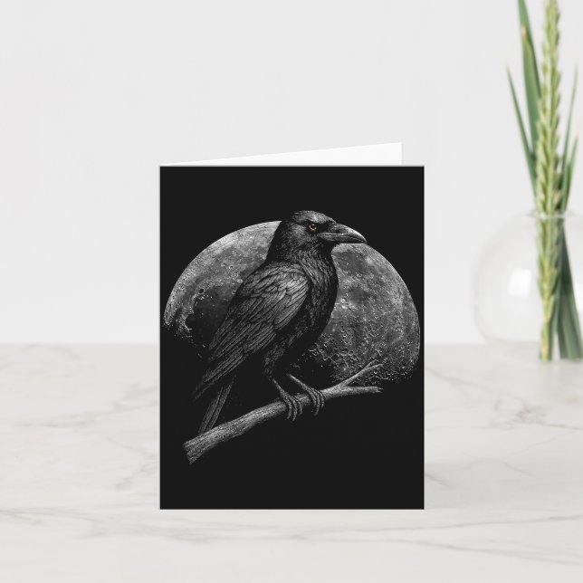 Mystic Raven Moon Dark Folklore Witchcraft Viking  Card (Front)