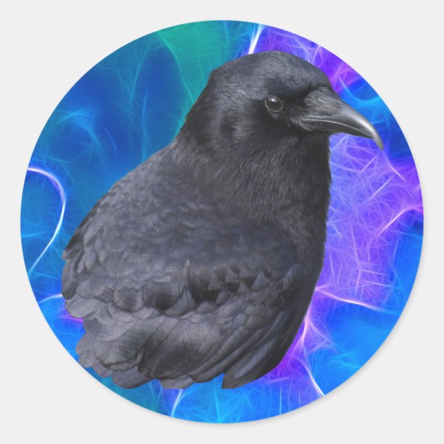 Mystic Raven Portrait Celtic Pagan Art Classic Round Sticker (Front)