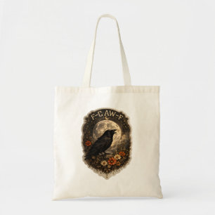 Mystic Raven Under Moon Dark Celestial Aesthetic Tote Bag