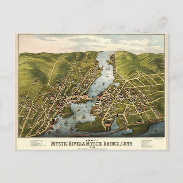 Mystic River, CT Postcard (Front)