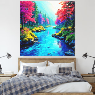 Mystic River Dreamy Forest Path Design Canvas Print