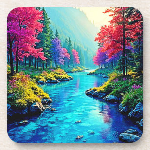 Mystic River Dreamy Forest Path Design Coaster