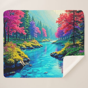 Mystic River Dreamy Forest Path Design Sherpa Blanket