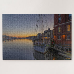Mystic River in Connecticut on Thanksgiving Eve  Jigsaw Puzzle