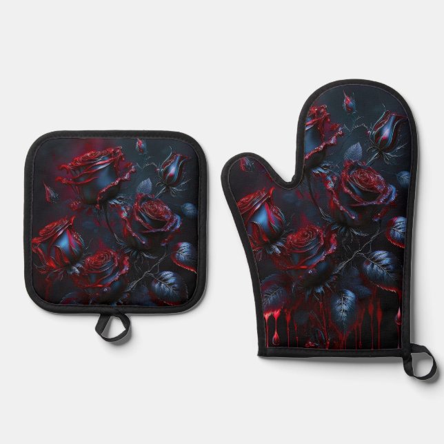Mystic Rose Oven Mitt & Pot Holder Set (Front)