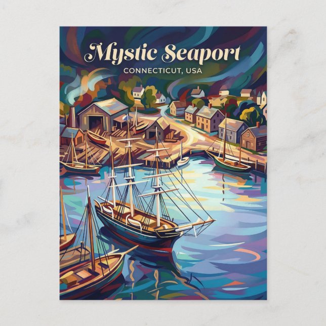 Mystic Seaport Connecticut Postcard (Front)