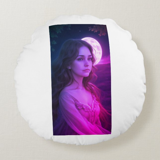 Mystic Shadow Art Round Pillow" Pillow (Front)