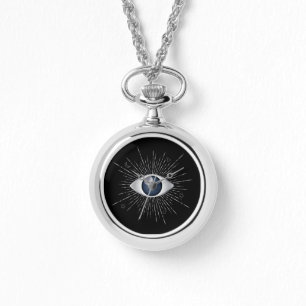 Mystic Silver & Blue Evil Eye Nazar Mati on Black Watch