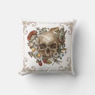 Mystic Skull Vintage Throw Pillow