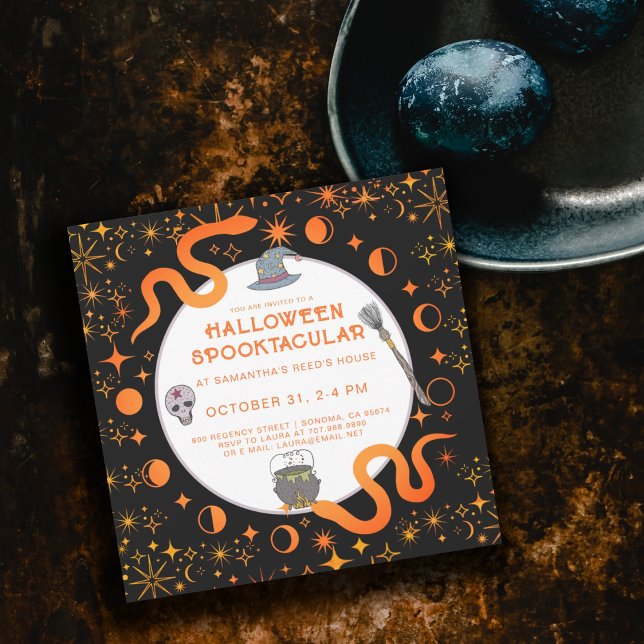 Mystic Snakes Witch Halloween Spooktacular Party Invitation (Creator Uploaded)