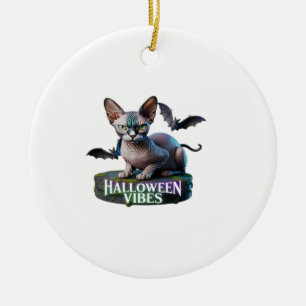 Mystic Sphynx Cat Halloween Aura Classic T-Shirt Ceramic Ornament