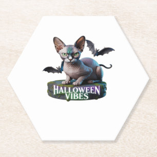 Mystic Sphynx Cat Halloween Aura Classic T-Shirt Paper Coaster