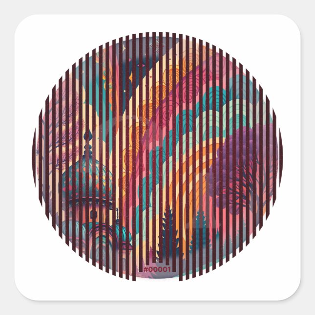 Mystic Stripes Round Sticker #00001 – Customizable (Front)