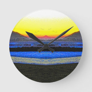 Mystic Sunset Double Vision Round Clock