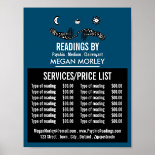 Mystic Symbols, Psychic Reading Price List Poster