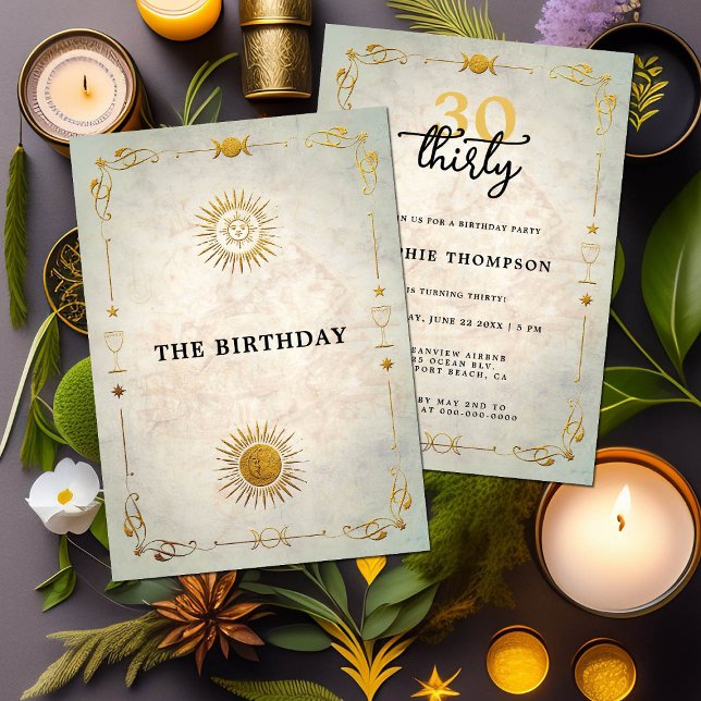 Mystic Tarot Fortune Old Gold 30th Birthday Party Invitation (Creator Uploaded)