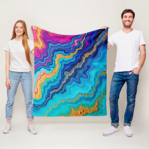Mystic Teal & Gold Energy Fleece Blanket