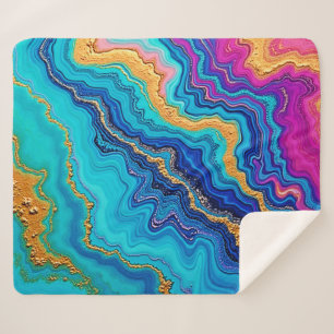Mystic Teal & Gold Energy Sherpa Blanket