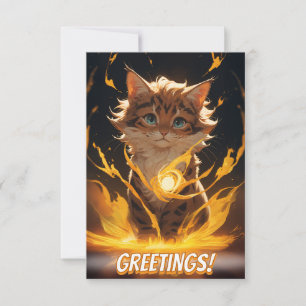 Mystic Tiger Cat Fire Familiar Card