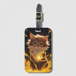 Mystic Tiger Cat Fire Familiar Luggage Tag