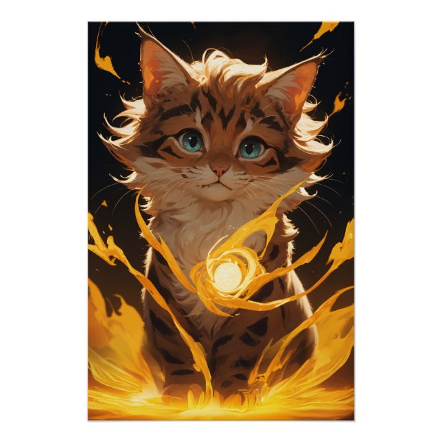 Mystic Tiger Cat Fire Familiar Poster (Front)