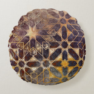 Mystic Tiles I Round Pillow