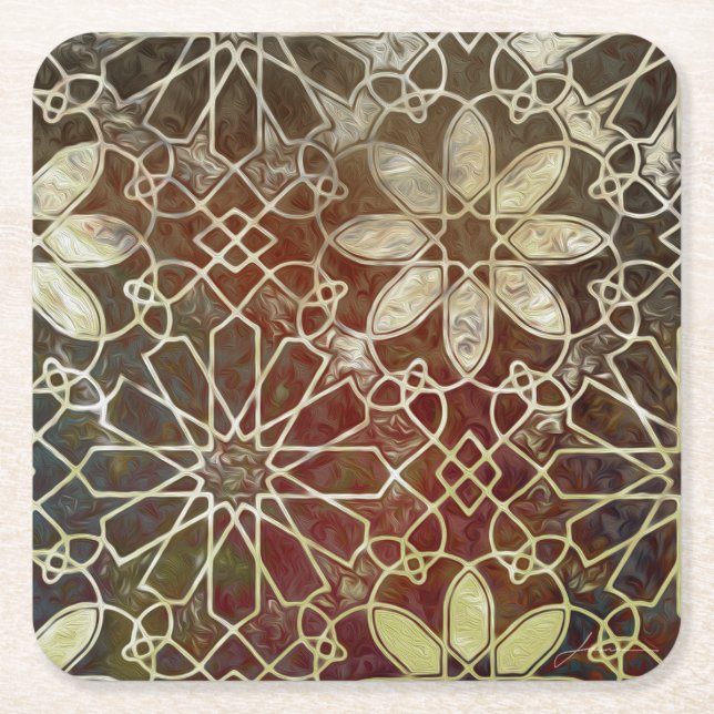 Mystic Tiles II Square Paper Coaster (Front)