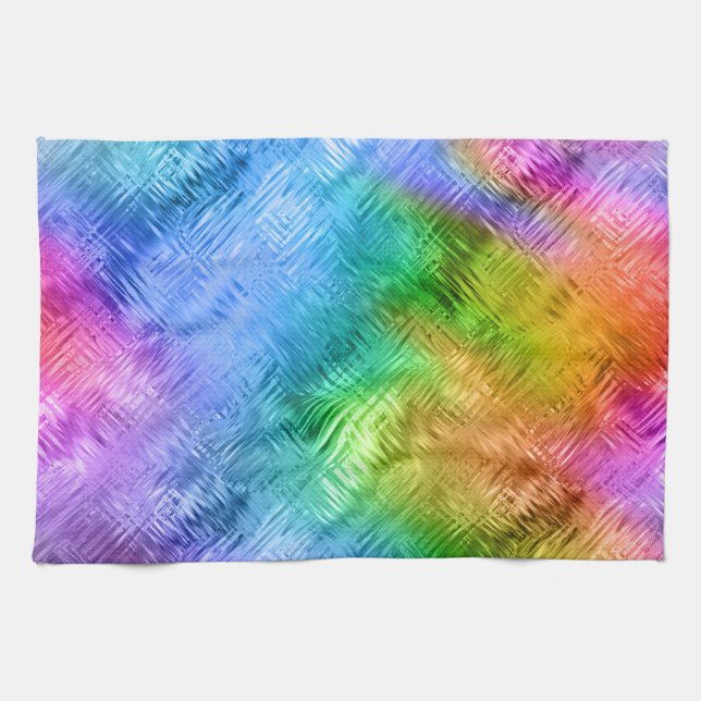 Mystic Topaz Blue Glassy Texture Kitchen Towel (Horizontal)